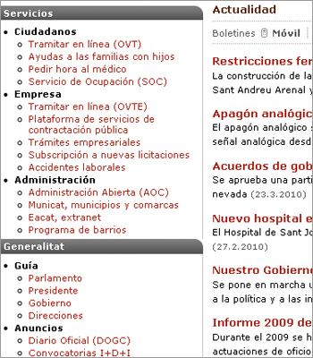 P�gina principal de gencat