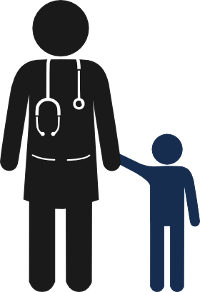 icona d'un pediatre i un infant