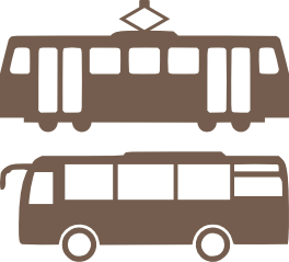 icones d'un tranvia i un autobús