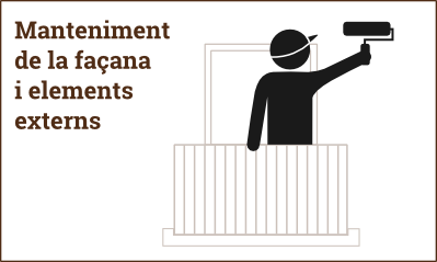 diapositiva amb el text: manteniment de la façana i elements externs
