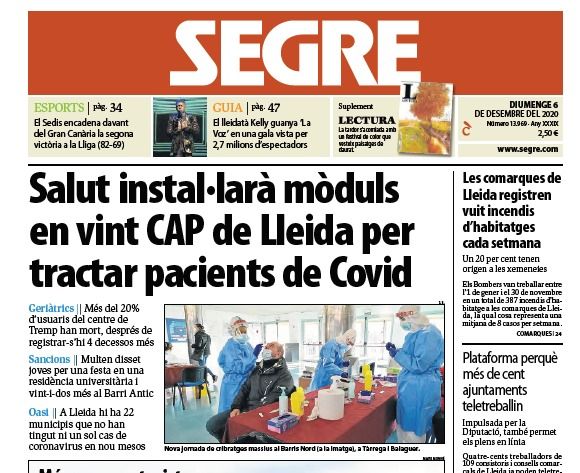 Notícia: Salut instal·larà mòduls en vint CAP de Lleida per tractar pacients de Covid