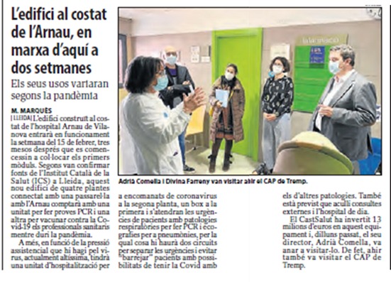 Notícia: L'edifici al costat de l'Arnau, en marxa d'aquí a dos setmanes