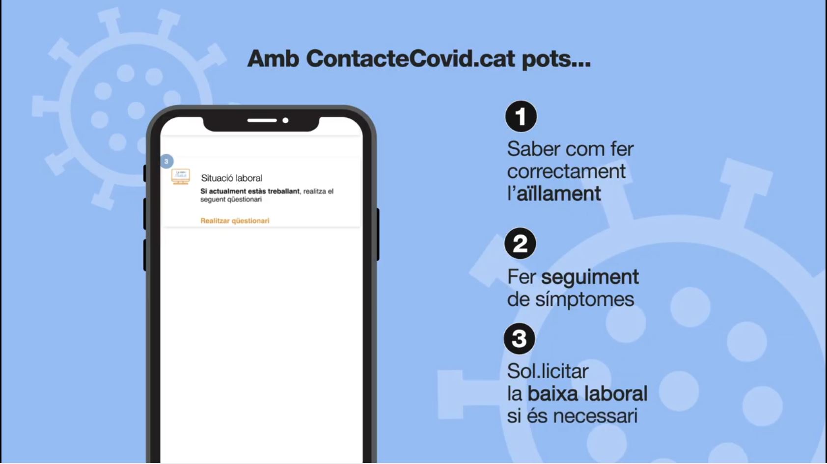 Imatge que ens explica que podem fer amb l'aplicació de ContacteCovid.cat