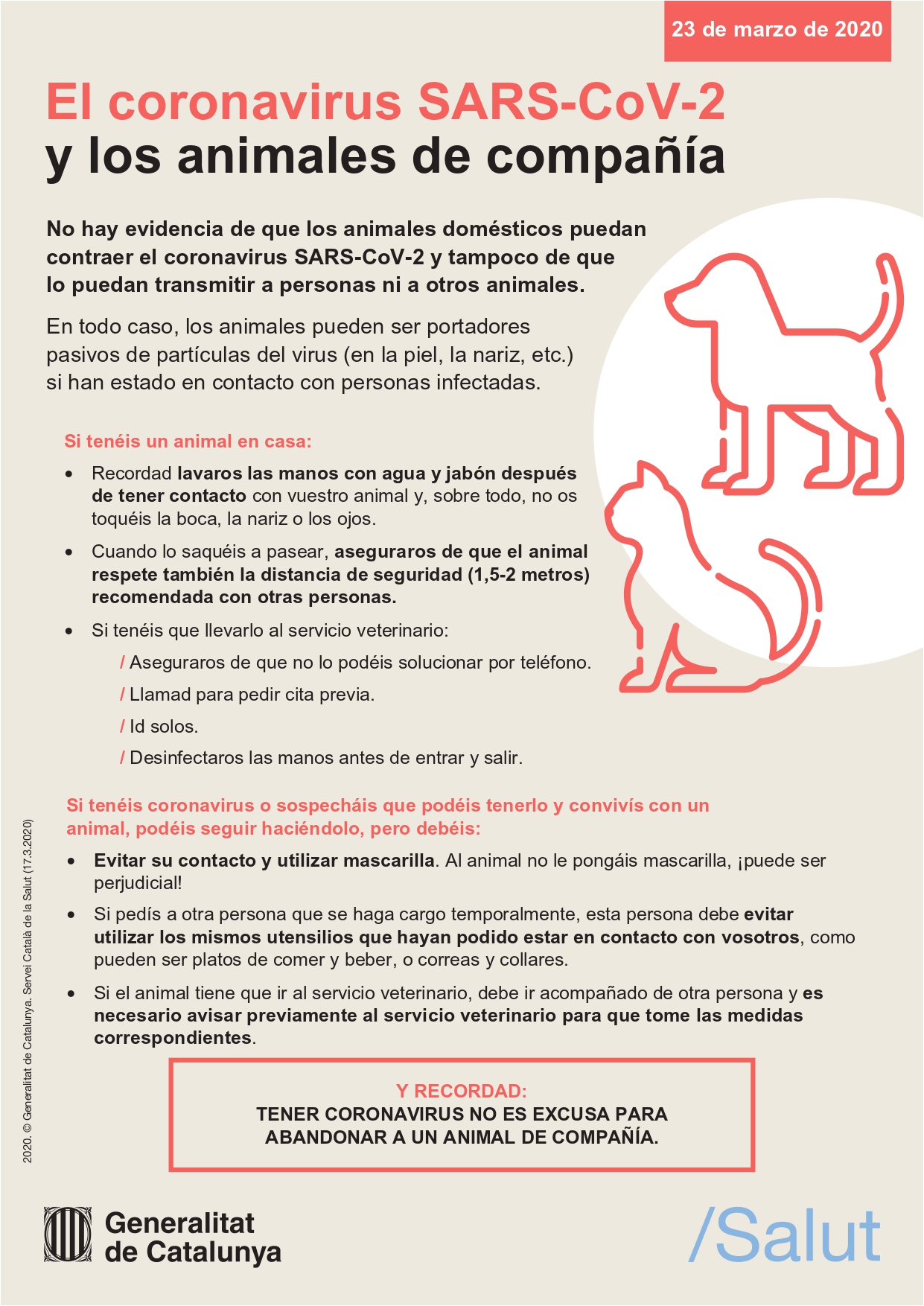 Cartell: El coronavirus SARS-CoV-2 y los animales de compañía