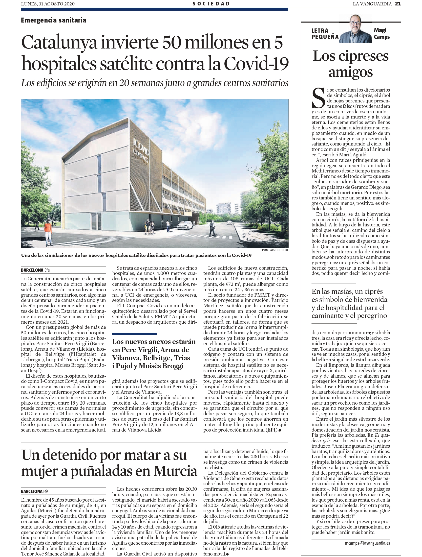 Notícia: 'Catalunya invierte 50 millones en 5 hospitales satélite contra la Covid-19'