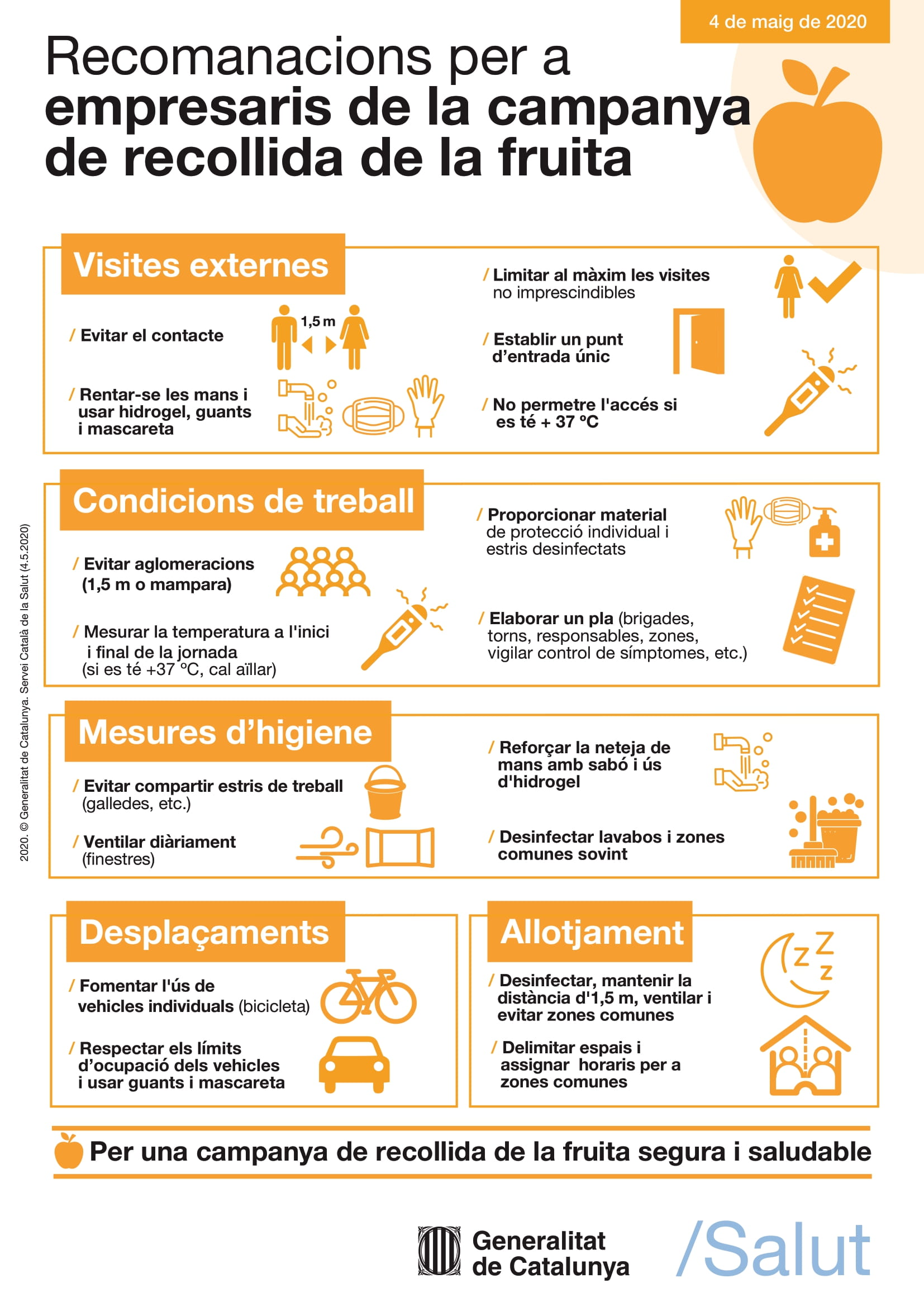 Cartell: Recomanacions per a empresaris de la campanya de recollida de la fruita